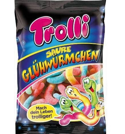 Жевательный мармелад Trolli Sour Glow Worms (Кислые Светлячки / Червячки) — 1 кг в фирменной мега-упаковке