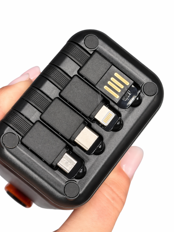 Повербанк HOCO J98A 30000mAh 22.5W — мощный внешний аккумулятор Li-Pol с LED-дисплеем, фонариком и встроенными кабелями 4в1 (2×USB, 2×Type-C)